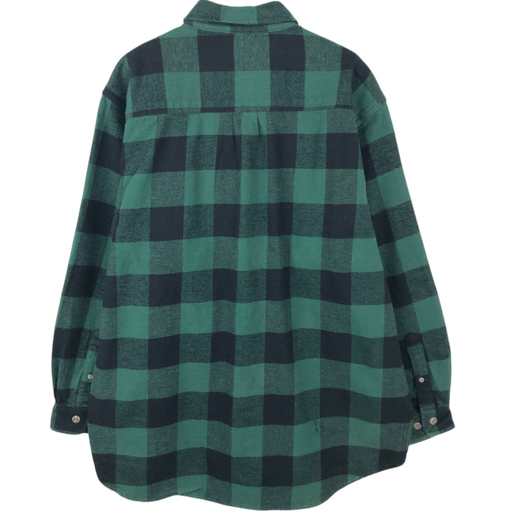 FIELD&STREAM Buffalo Check Long-Sleeve Flannel Check Shirt, Men's Size L (approx.) cotton Green type dark green Vintage Second Hand