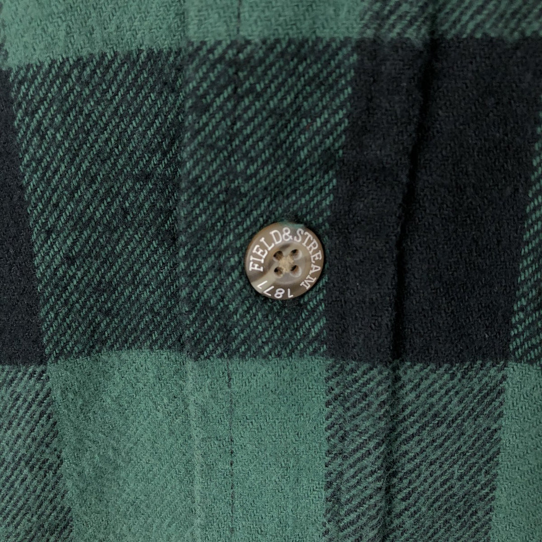 FIELD&STREAM Buffalo Check Long-Sleeve Flannel Check Shirt, Men's Size L (approx.) cotton Green type dark green Vintage Second Hand