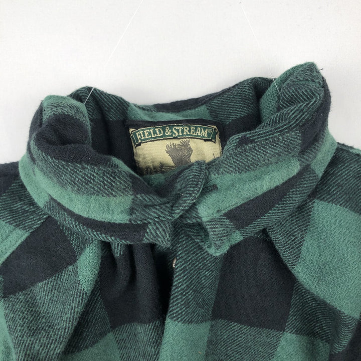 FIELD&STREAM Buffalo Check Long-Sleeve Flannel Check Shirt, Men's Size L (approx.) cotton Green type dark green Vintage Second Hand