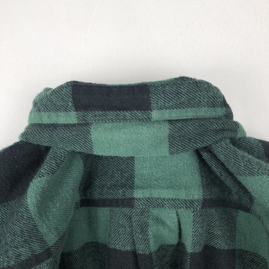 FIELD&STREAM Buffalo Check Long-Sleeve Flannel Check Shirt, Men's Size L (approx.) cotton Green type dark green Vintage Second Hand