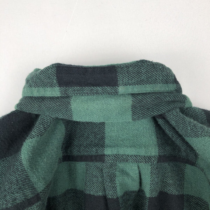 FIELD&STREAM Buffalo Check Long-Sleeve Flannel Check Shirt, Men's Size L (approx.) cotton Green type dark green Vintage Second Hand