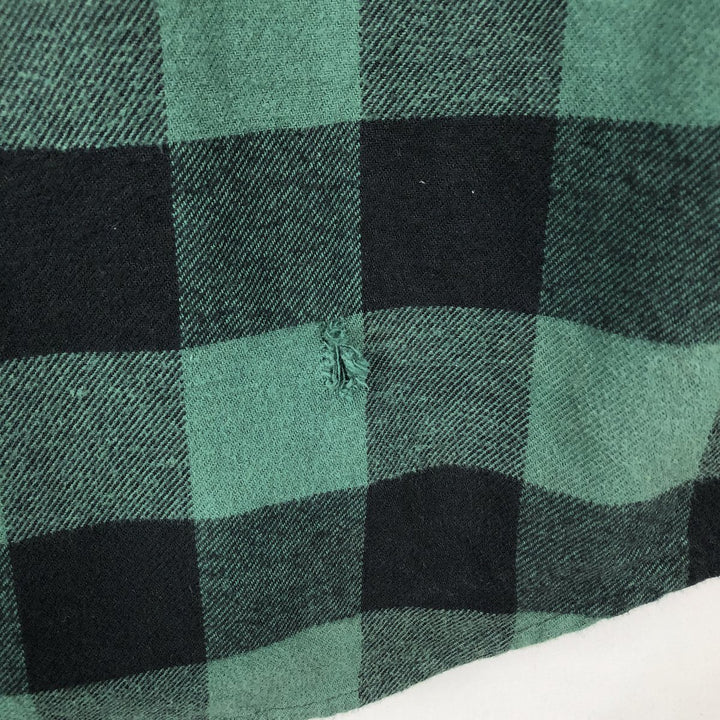 FIELD&STREAM Buffalo Check Long-Sleeve Flannel Check Shirt, Men's Size L (approx.) cotton Green type dark green Vintage Second Hand