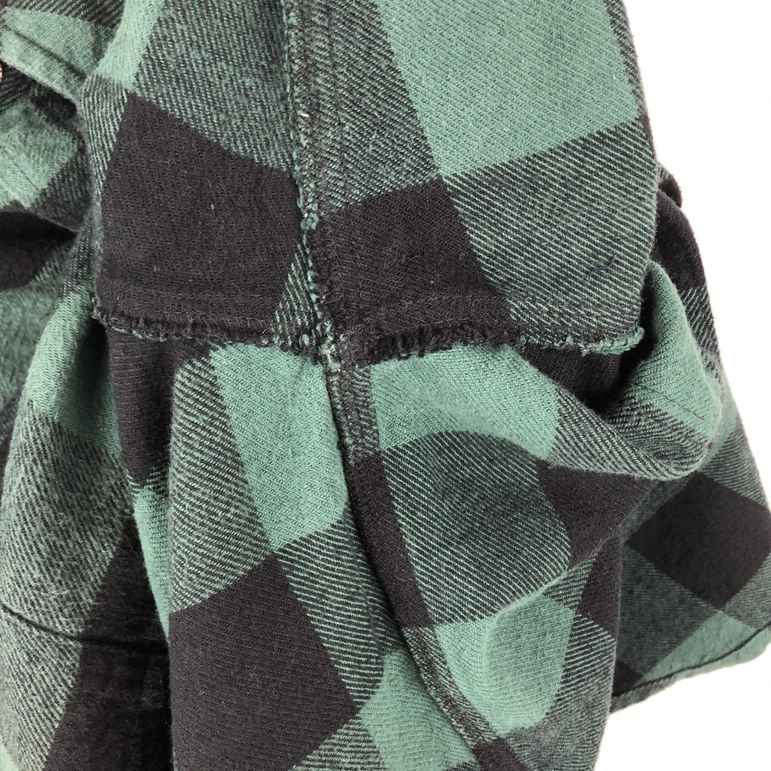 FIELD&STREAM Buffalo Check Long-Sleeve Flannel Check Shirt, Men's Size L (approx.) cotton Green type dark green Vintage Second Hand