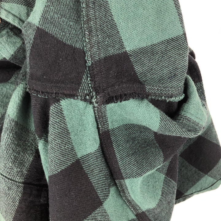 FIELD&STREAM Buffalo Check Long-Sleeve Flannel Check Shirt, Men's Size L (approx.) cotton Green type dark green Vintage Second Hand