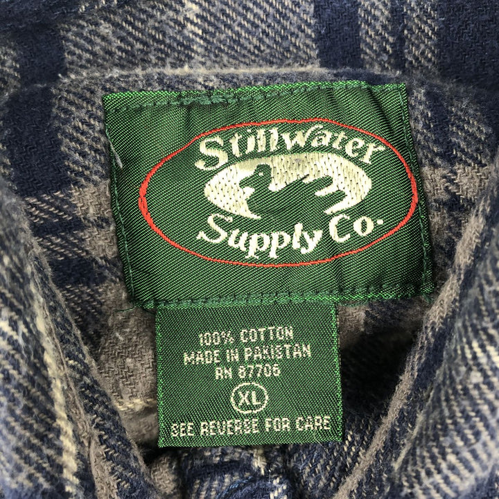 Stillwater Supply Co. Long-Sleeve Flannel Check Shirt, Men's Size XL (approx.) cotton blue type Vintage Second Hand