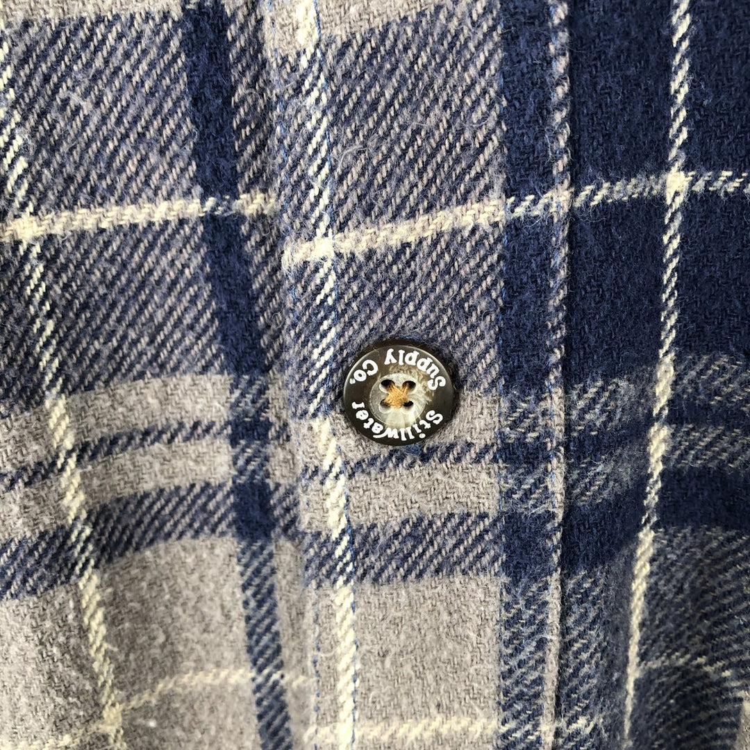 Stillwater Supply Co. Long-Sleeve Flannel Check Shirt, Men's Size XL (approx.) cotton blue type Vintage Second Hand