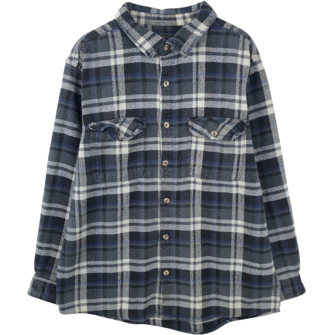 FIELDandSTREAM Long-Sleeve Flannel Check Shirt, Men's Size L (approx.) cotton gray type Vintage Second Hand