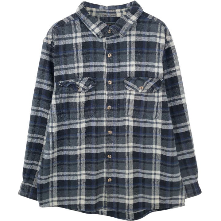 FIELDandSTREAM Long-Sleeve Flannel Check Shirt, Men's Size L (approx.) cotton gray type Vintage Second Hand
