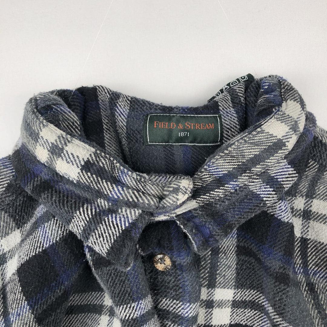 FIELDandSTREAM Long-Sleeve Flannel Check Shirt, Men's Size L (approx.) cotton gray type Vintage Second Hand
