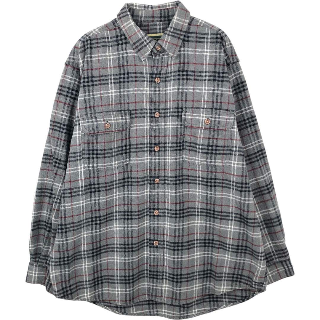 FIELDandSTREAM Long-Sleeve Flannel Check Shirt, Men's Size XL (approx.) cotton gray type Vintage Second Hand