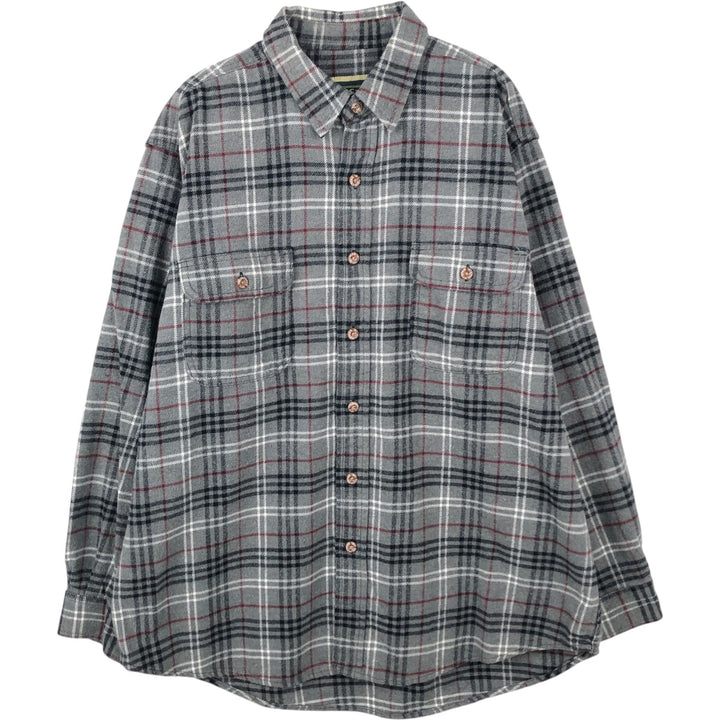 FIELDandSTREAM Long-Sleeve Flannel Check Shirt, Men's Size XL (approx.) cotton gray type Vintage Second Hand