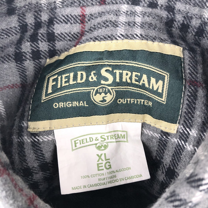 FIELDandSTREAM Long-Sleeve Flannel Check Shirt, Men's Size XL (approx.) cotton gray type Vintage Second Hand