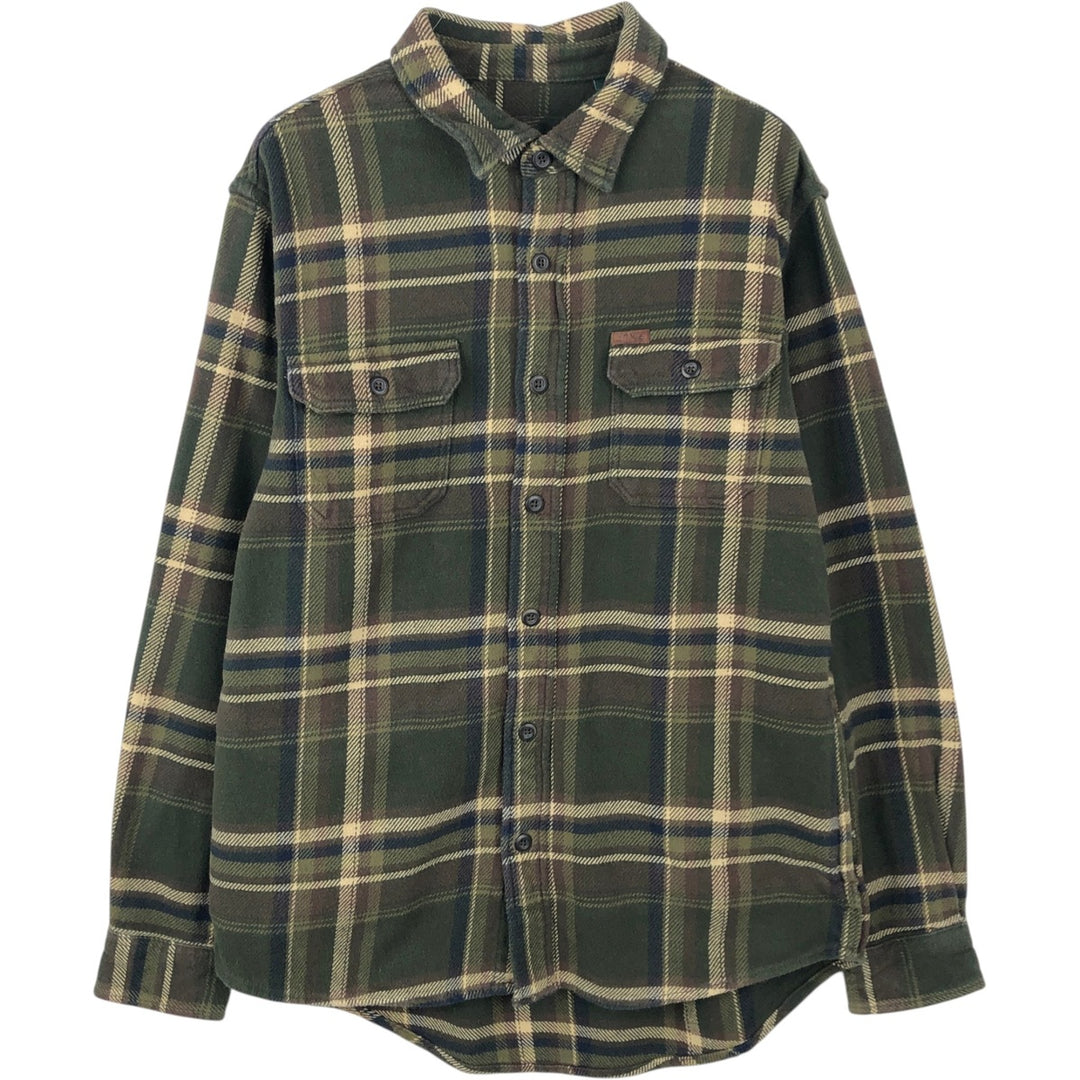 ORVIS Long Sleeve Flannel Check Shirt, Men's Size M cotton Khaki type sage green Vintage Second Hand