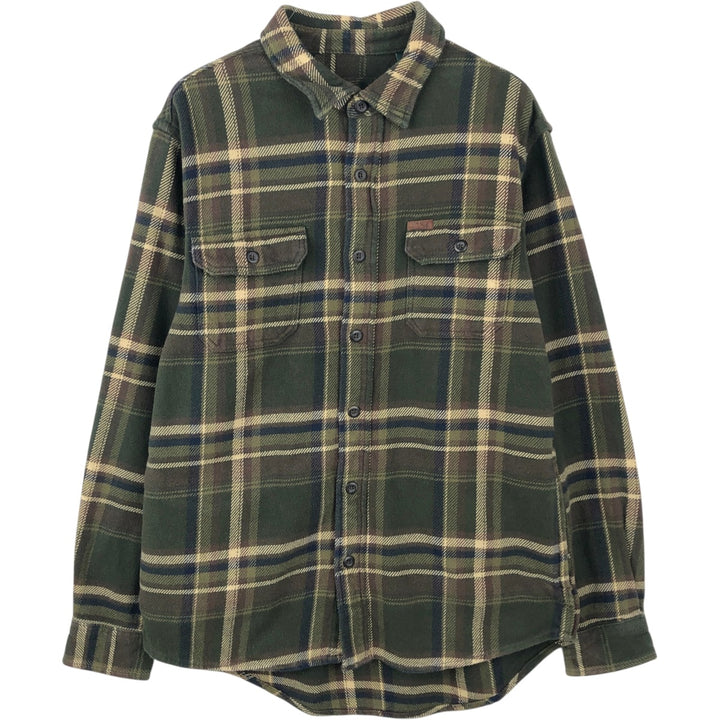 ORVIS Long Sleeve Flannel Check Shirt, Men's Size M cotton Khaki type sage green Vintage Second Hand