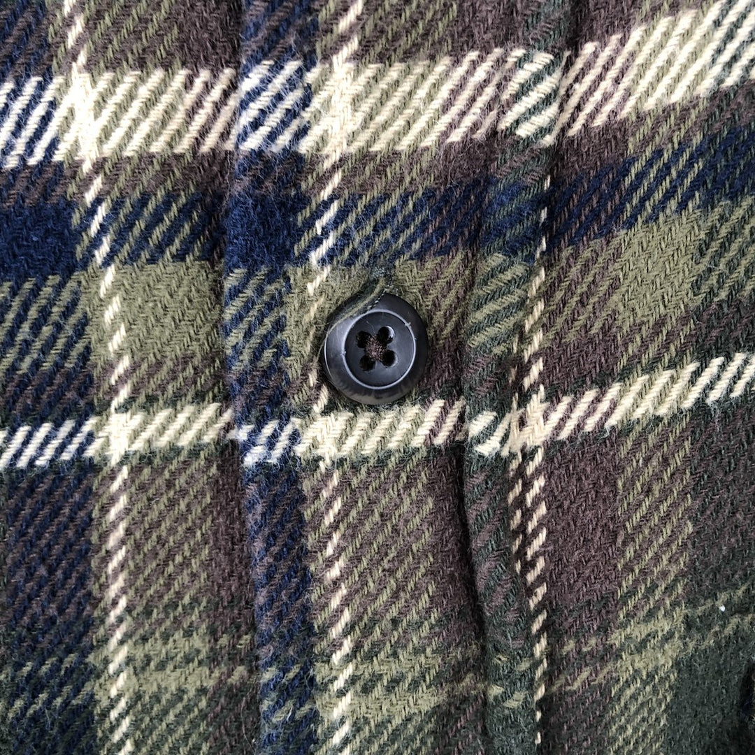 ORVIS Long Sleeve Flannel Check Shirt, Men's Size M cotton Khaki type sage green Vintage Second Hand