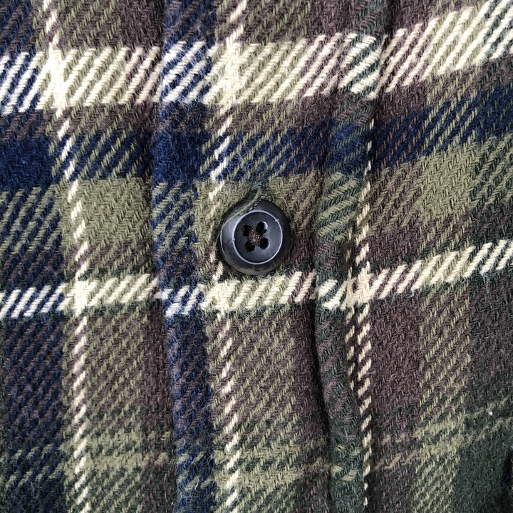 ORVIS Long Sleeve Flannel Check Shirt, Men's Size M cotton Khaki type sage green Vintage Second Hand