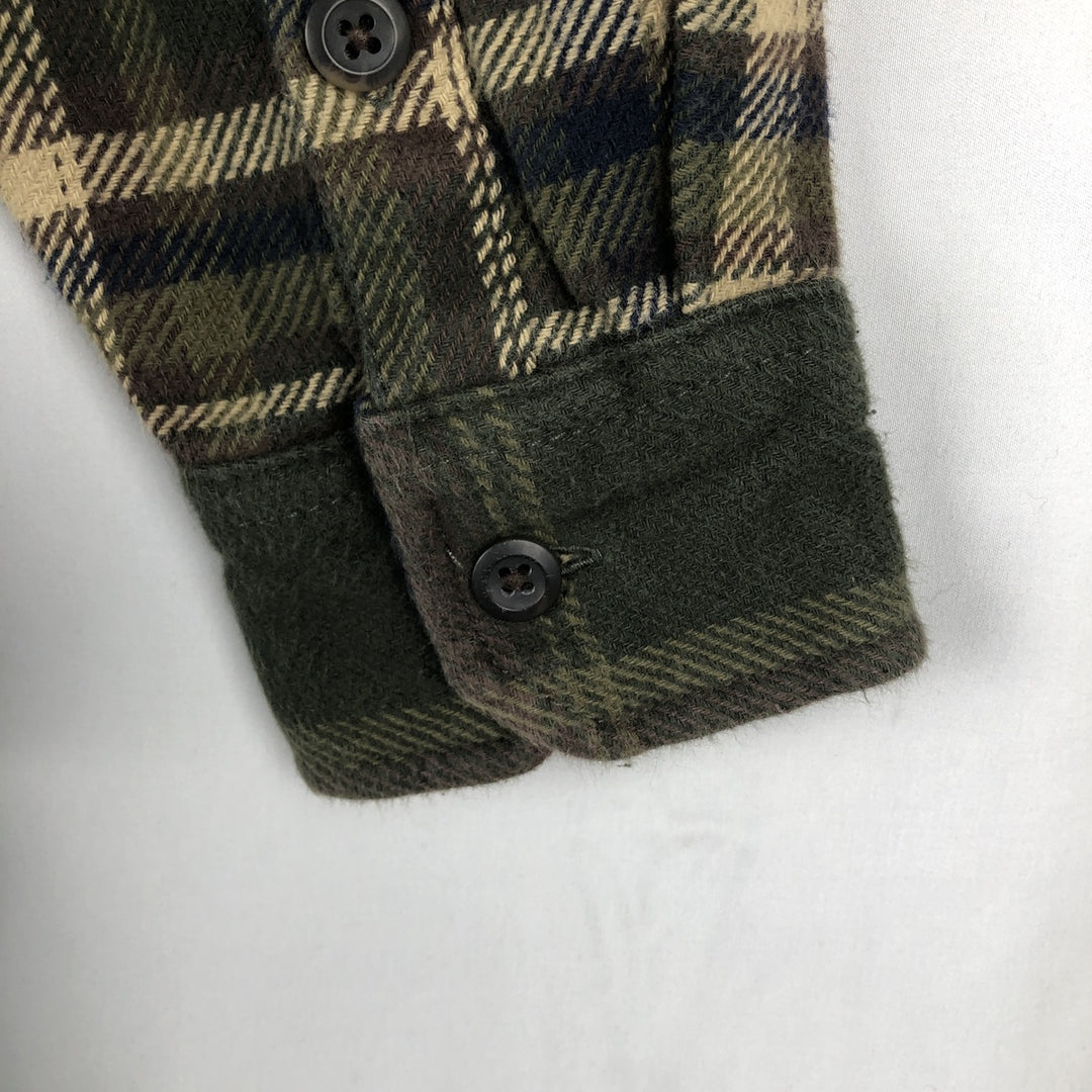 ORVIS Long Sleeve Flannel Check Shirt, Men's Size M cotton Khaki type sage green Vintage Second Hand