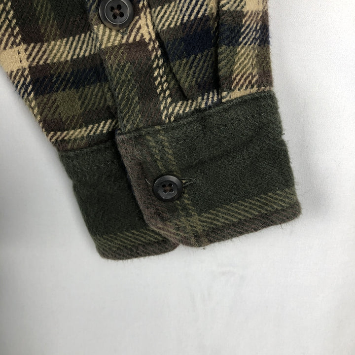 ORVIS Long Sleeve Flannel Check Shirt, Men's Size M cotton Khaki type sage green Vintage Second Hand