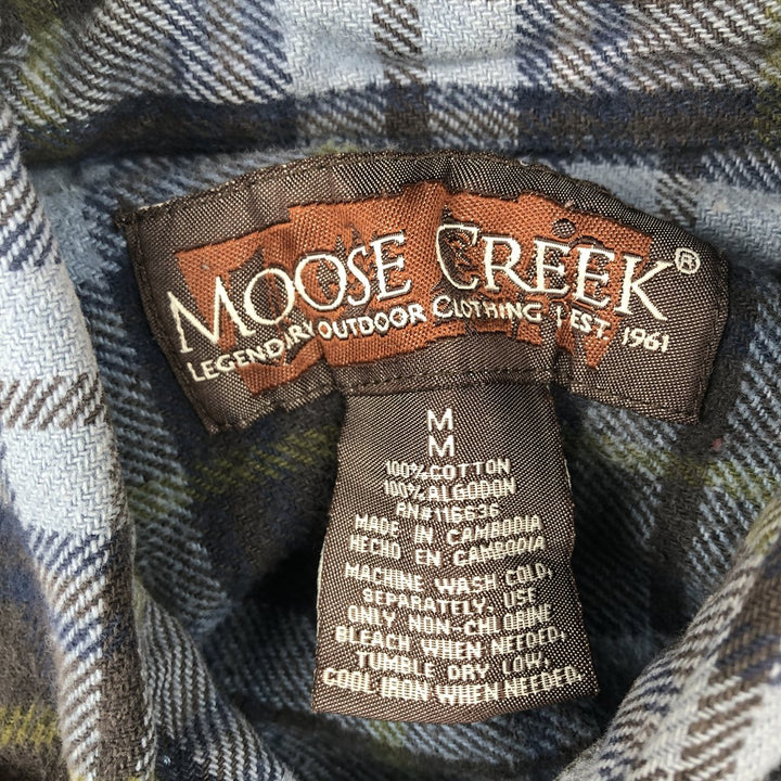 MOOSE CREEK Long Sleeve Flannel Check Shirt, Men's Size M cotton Blue type light blue Vintage Second Hand
