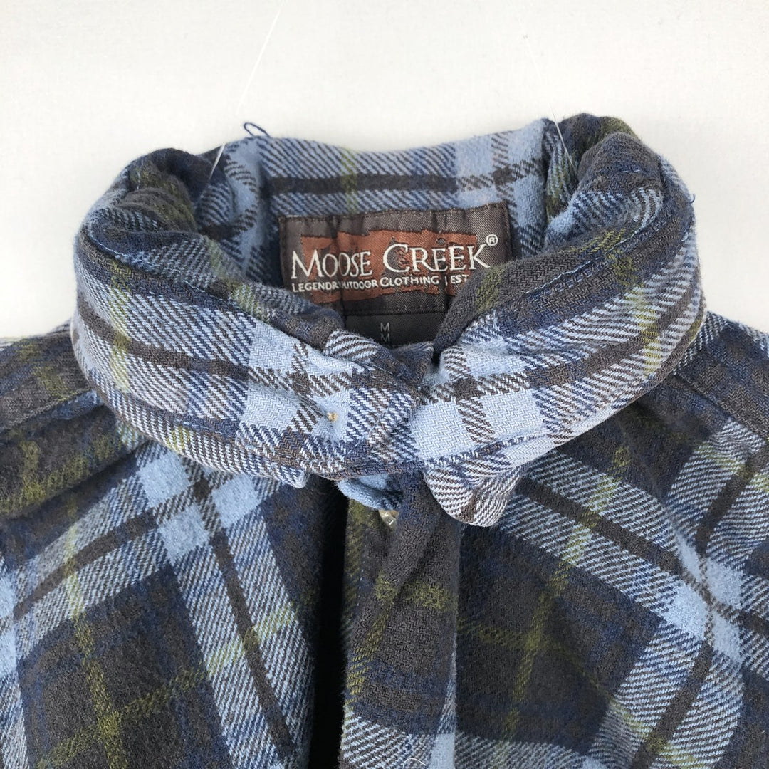 MOOSE CREEK Long Sleeve Flannel Check Shirt, Men's Size M cotton Blue type light blue Vintage Second Hand