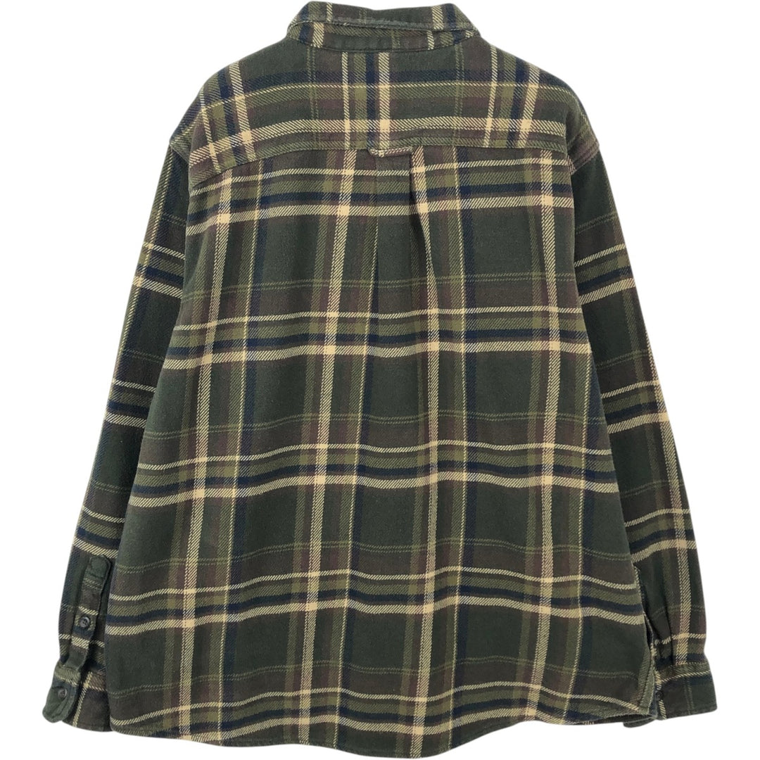 Orvis Long Sleeve Flannel Check Shirt, Men's XXL cotton Khaki type sage green Vintage Second Hand