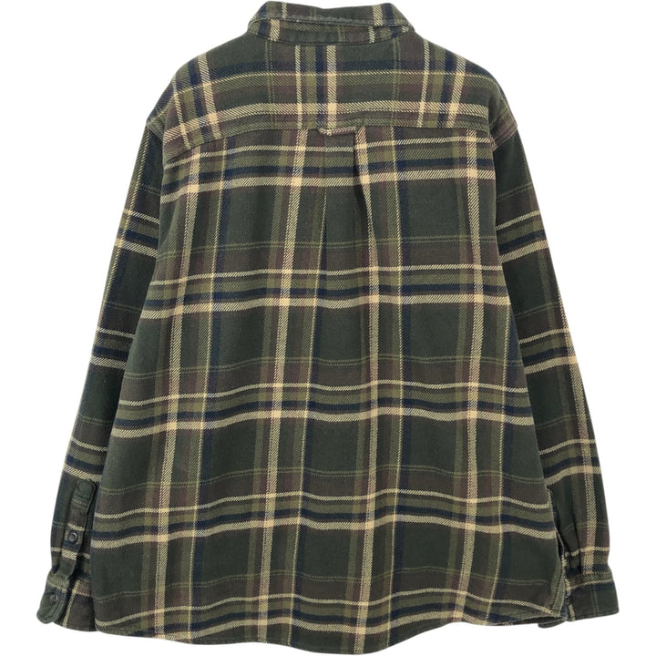 Orvis Long Sleeve Flannel Check Shirt, Men's XXL cotton Khaki type sage green Vintage Second Hand