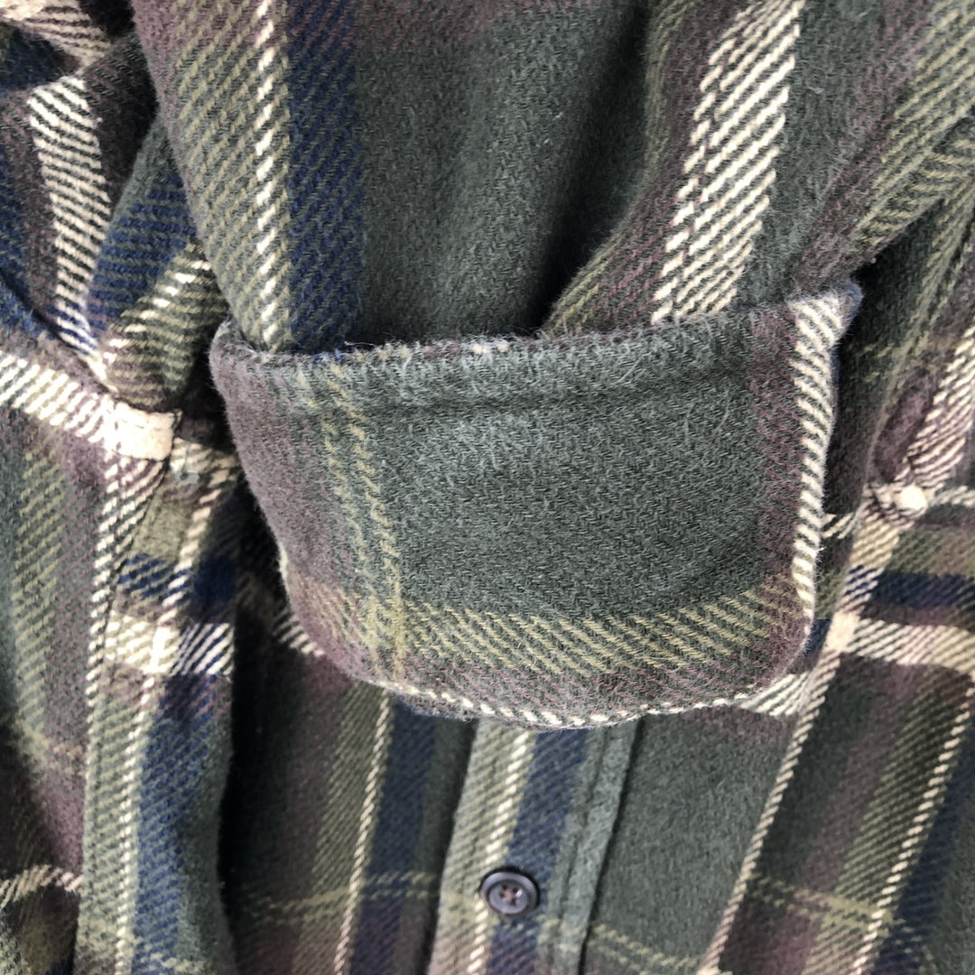 Orvis Long Sleeve Flannel Check Shirt, Men's XXL cotton Khaki type sage green Vintage Second Hand