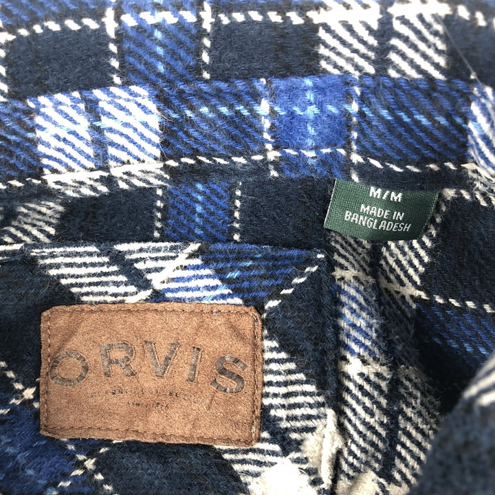 ORVIS Long Sleeve Flannel Check Shirt, Men's Size M cotton blue type Vintage Second Hand