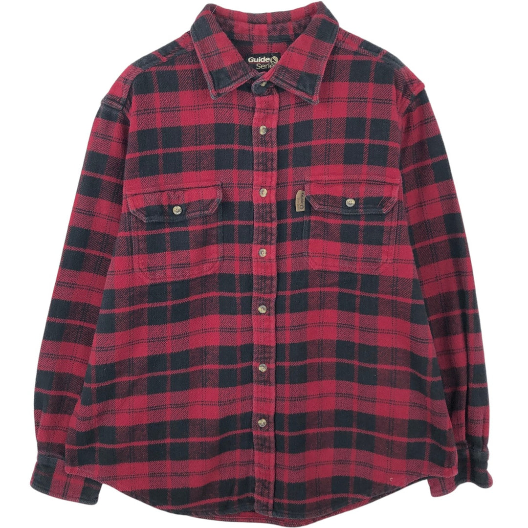 Guide Series Long-Sleeve Flannel Check Shirt, Men's Size L (approx.) cotton red type Vintage Second Hand