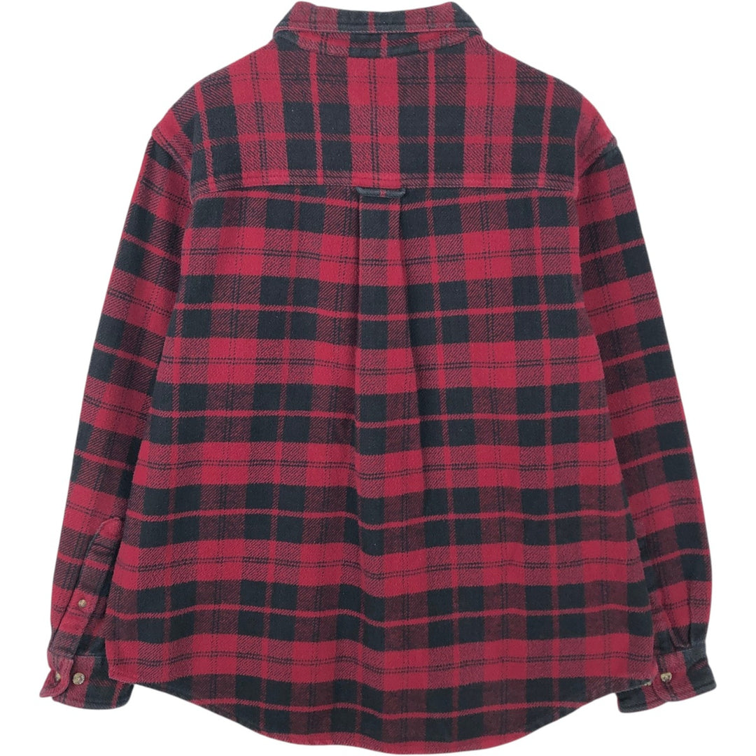 Guide Series Long-Sleeve Flannel Check Shirt, Men's Size L (approx.) cotton red type Vintage Second Hand