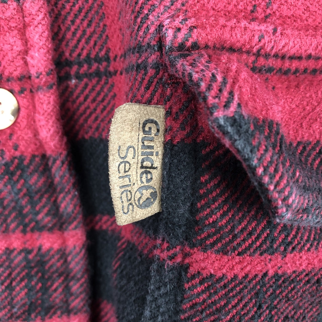 Guide Series Long-Sleeve Flannel Check Shirt, Men's Size L (approx.) cotton red type Vintage Second Hand