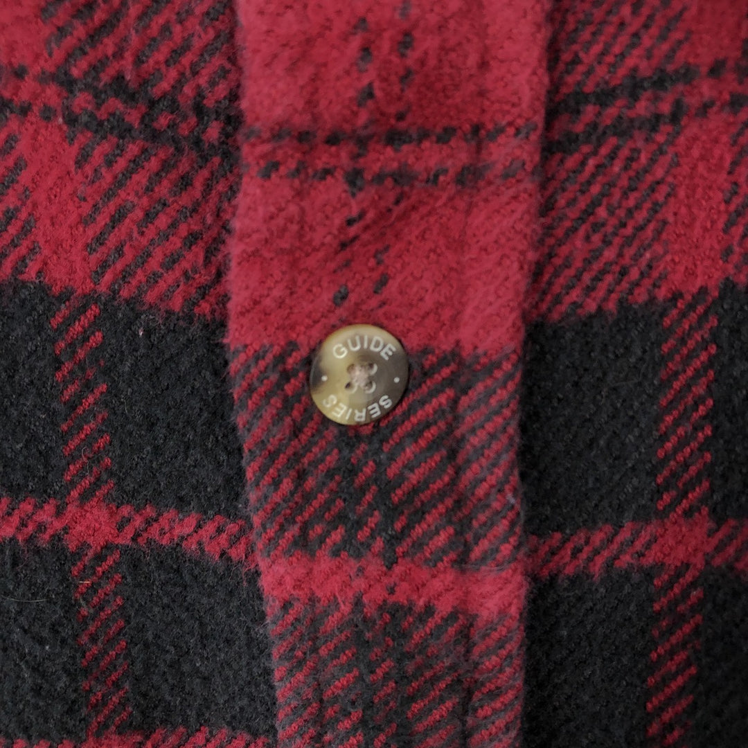 Guide Series Long-Sleeve Flannel Check Shirt, Men's Size L (approx.) cotton red type Vintage Second Hand