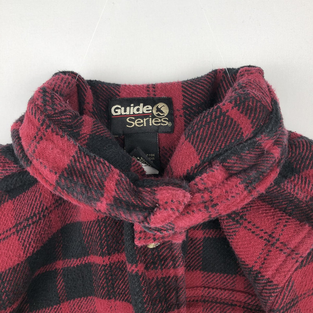 Guide Series Long-Sleeve Flannel Check Shirt, Men's Size L (approx.) cotton red type Vintage Second Hand