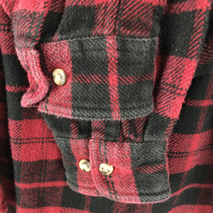 Guide Series Long-Sleeve Flannel Check Shirt, Men's Size L (approx.) cotton red type Vintage Second Hand