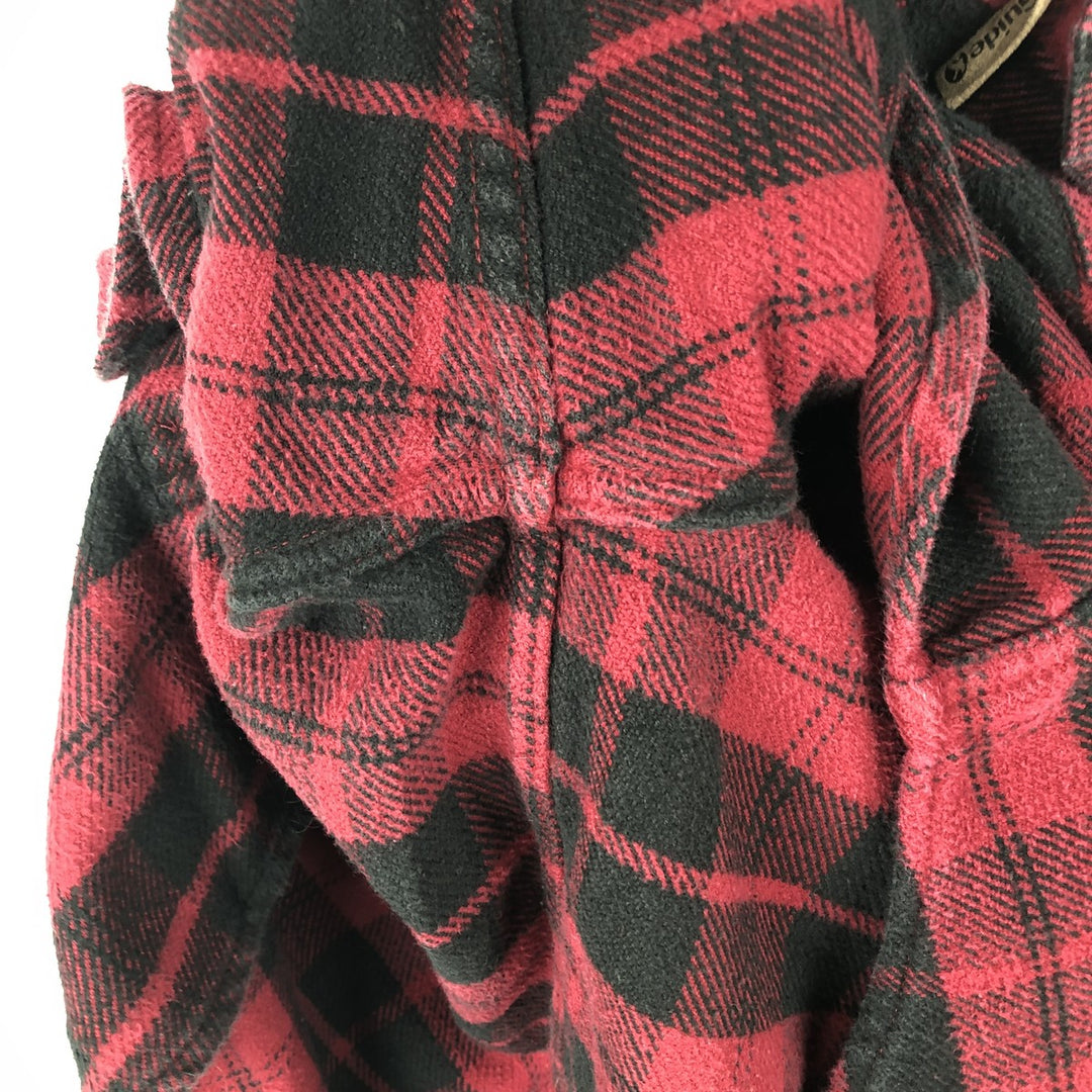 Guide Series Long-Sleeve Flannel Check Shirt, Men's Size L (approx.) cotton red type Vintage Second Hand