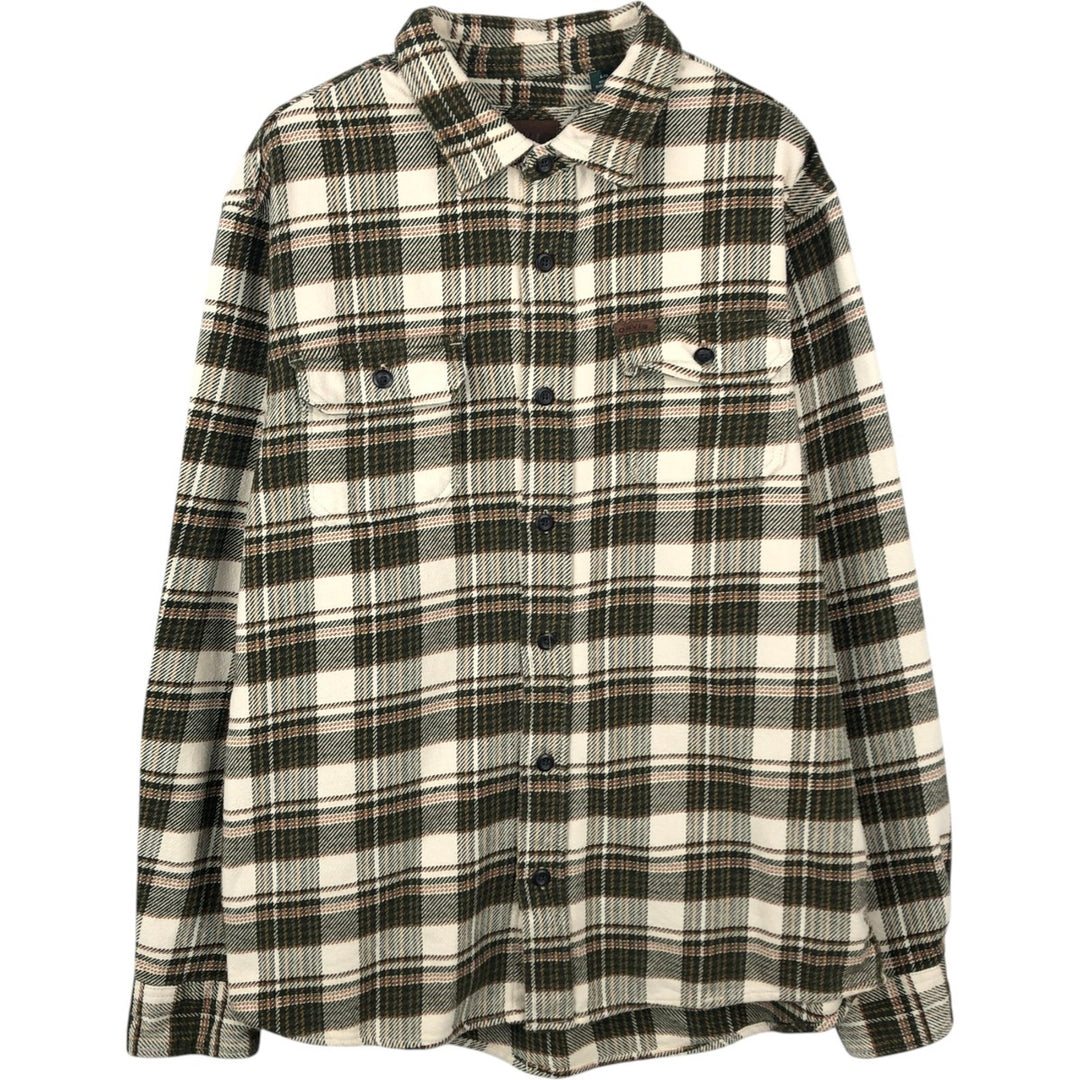 ORVIS Long Sleeve Flannel Check Shirt, Men's Size L cotton Beige type Vintage Second Hand