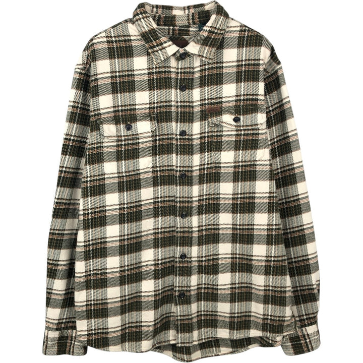 ORVIS Long Sleeve Flannel Check Shirt, Men's Size L cotton Beige type Vintage Second Hand