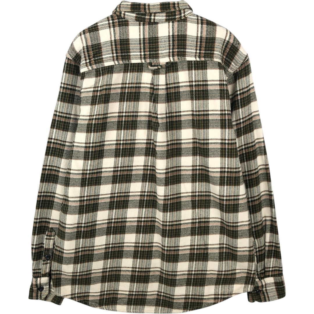 ORVIS Long Sleeve Flannel Check Shirt, Men's Size L cotton Beige type Vintage Second Hand