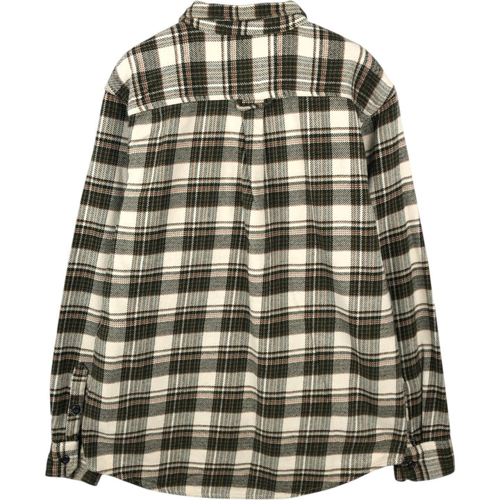 ORVIS Long Sleeve Flannel Check Shirt, Men's Size L cotton Beige type Vintage Second Hand