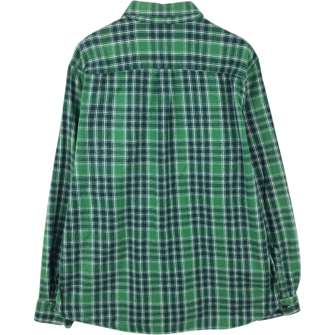 LLBean Traditional Fit Long-Sleeve Flannel Check Shirt, Men's Size L (approx.) cotton green type Vintage Second Hand