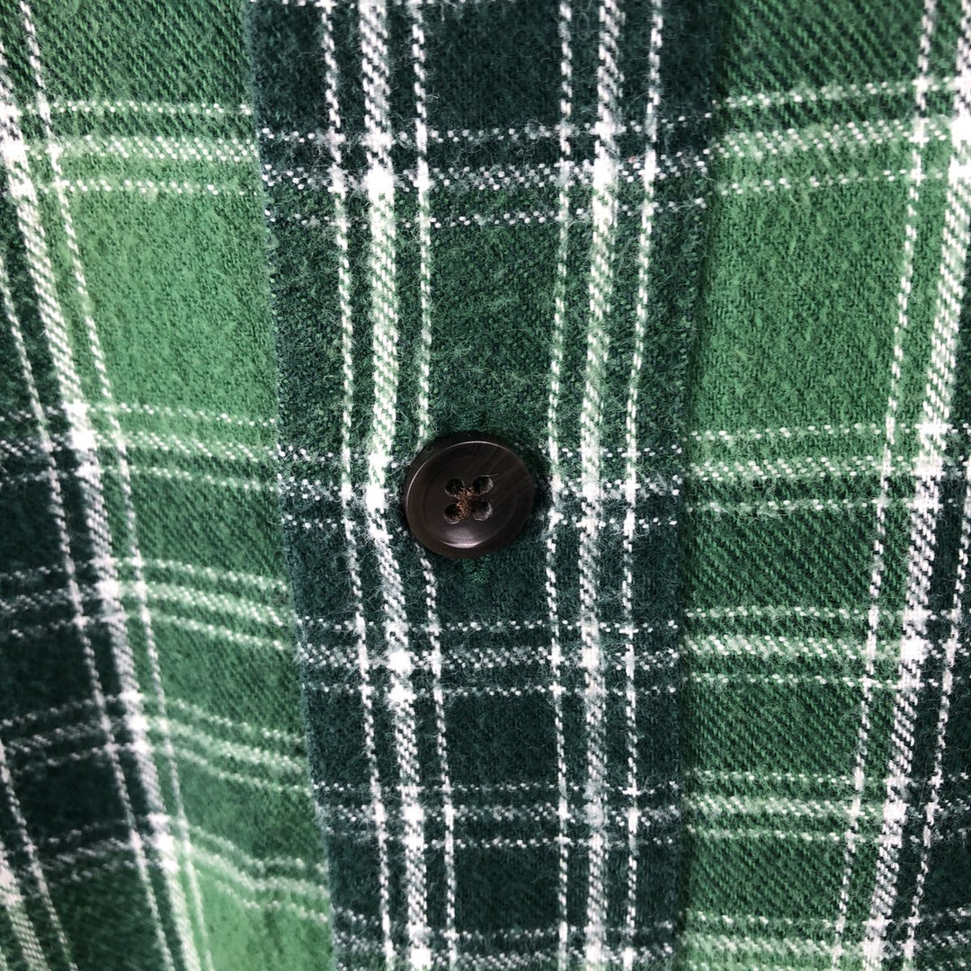 LLBean Traditional Fit Long-Sleeve Flannel Check Shirt, Men's Size L (approx.) cotton green type Vintage Second Hand