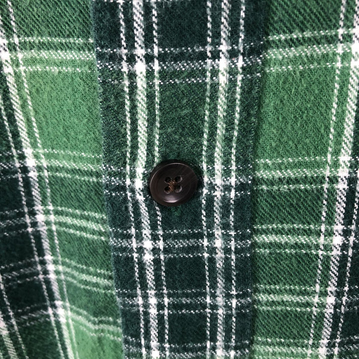 LLBean Traditional Fit Long-Sleeve Flannel Check Shirt, Men's Size L (approx.) cotton green type Vintage Second Hand