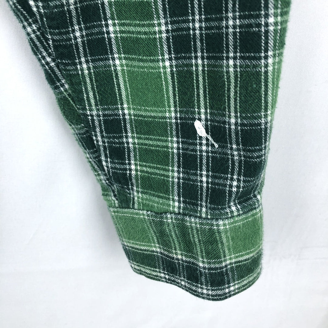 LLBean Traditional Fit Long-Sleeve Flannel Check Shirt, Men's Size L (approx.) cotton green type Vintage Second Hand