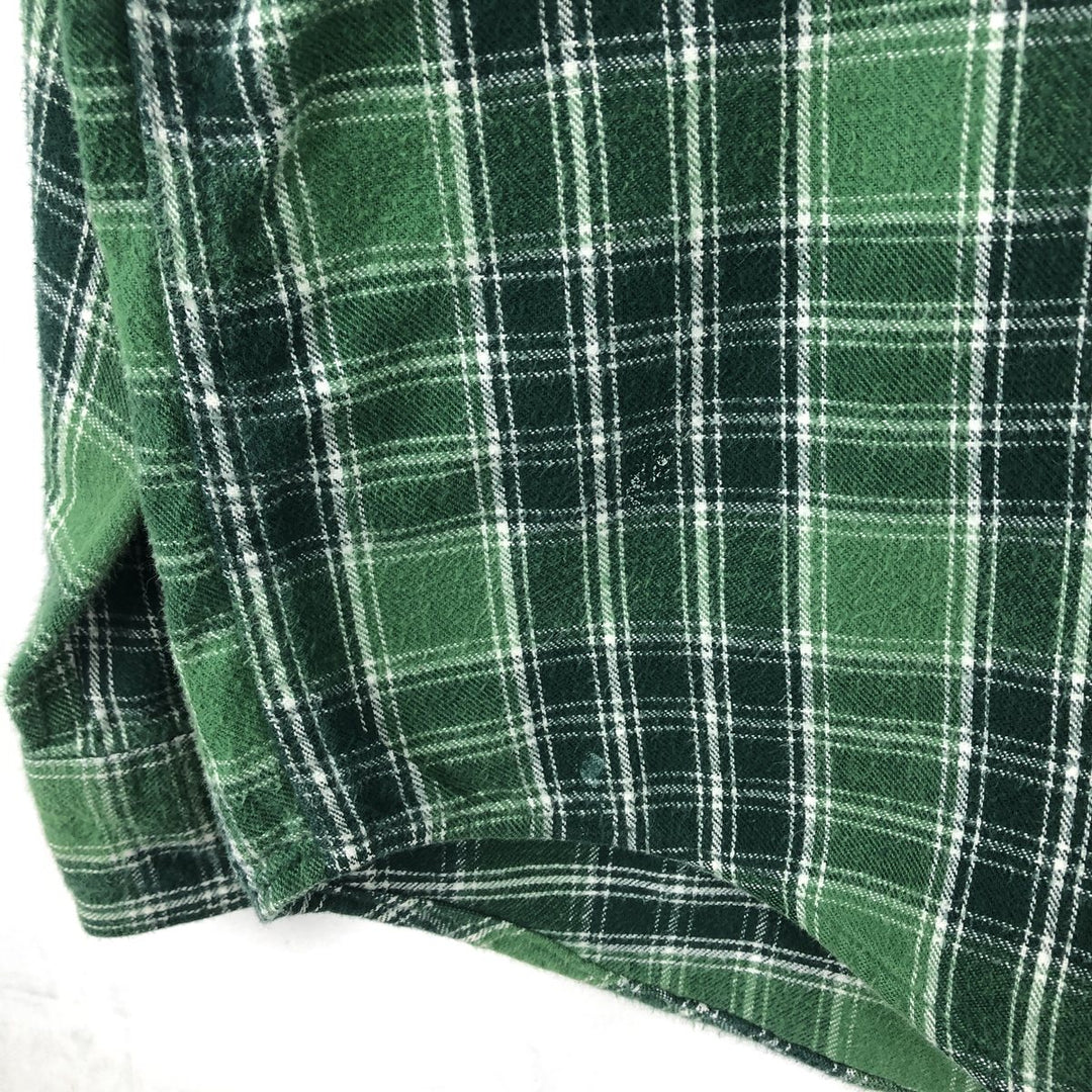 LLBean Traditional Fit Long-Sleeve Flannel Check Shirt, Men's Size L (approx.) cotton green type Vintage Second Hand