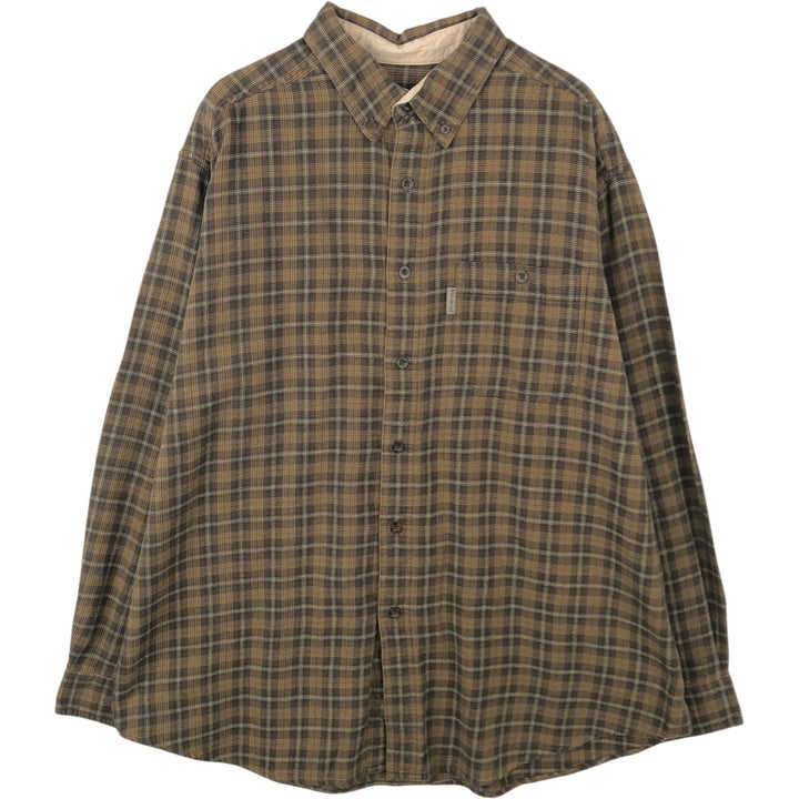 WOOLRICH Long Sleeve Light Flannel Check Shirt, Men's Size XL cotton beige type brown Vintage Second Hand