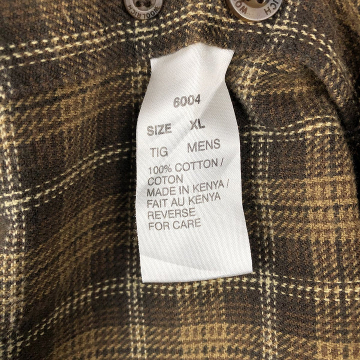 WOOLRICH Long Sleeve Light Flannel Check Shirt, Men's Size XL cotton beige type brown Vintage Second Hand