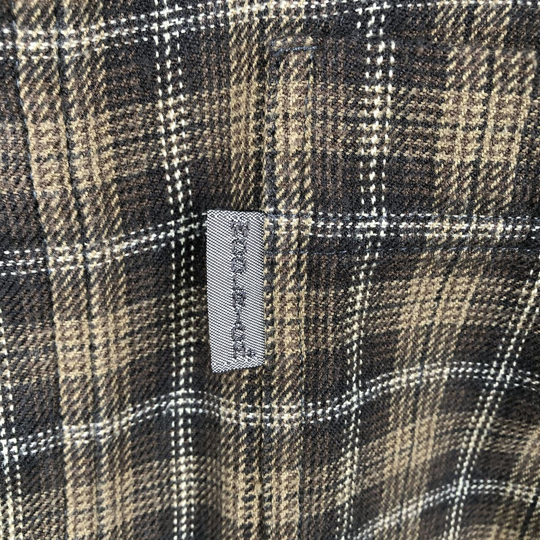 WOOLRICH Long Sleeve Light Flannel Check Shirt, Men's Size XL cotton beige type brown Vintage Second Hand