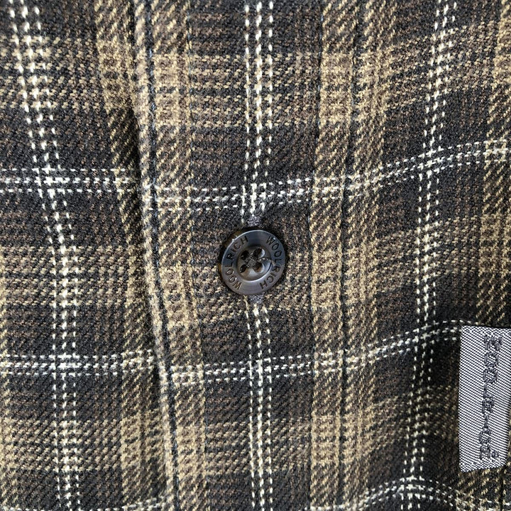 WOOLRICH Long Sleeve Light Flannel Check Shirt, Men's Size XL cotton beige type brown Vintage Second Hand
