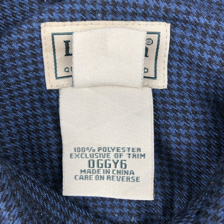 LLBean Houndstooth Pattern Long-Sleeve Flannel Shirt, Men's Size M (approx.) polyester blue type Vintage Second Hand