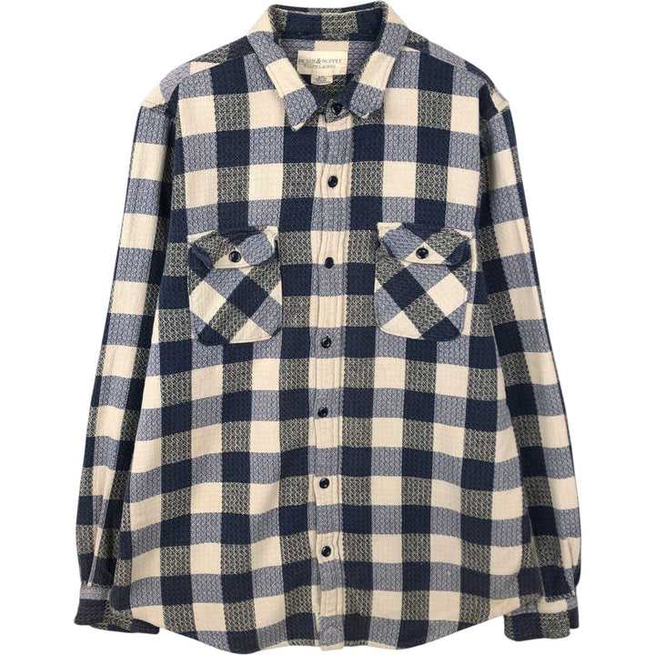Ralph Lauren DENIM&SUPPLY Long-Sleeve Flannel Check Shirt, Men's Size XL (approx.) cotton blue type Vintage Second Hand